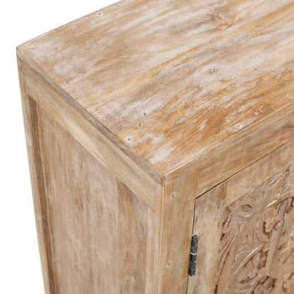 MAYAH CARVED WOOD STORAGE CABINET | 2-DOOR +2-DRAWER | WHITEWASH