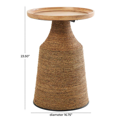 RANYA SIDE TABLE | ROUND WOOD TRAY TOP
