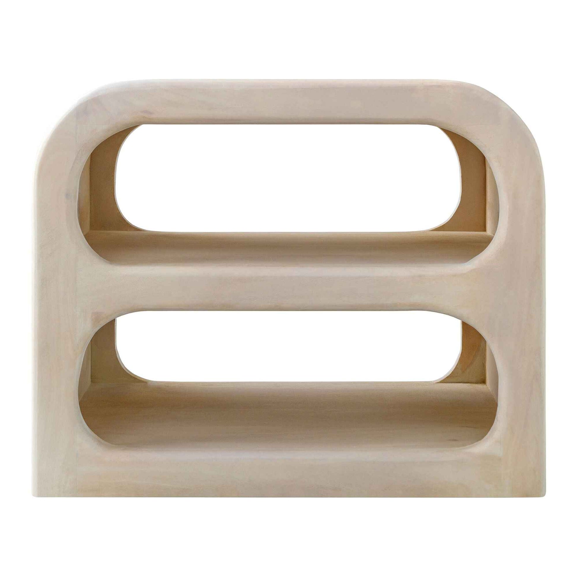 MAYER MANGO WOOD SIDE TABLE | 2 OPEN SHELVES | NATURAL