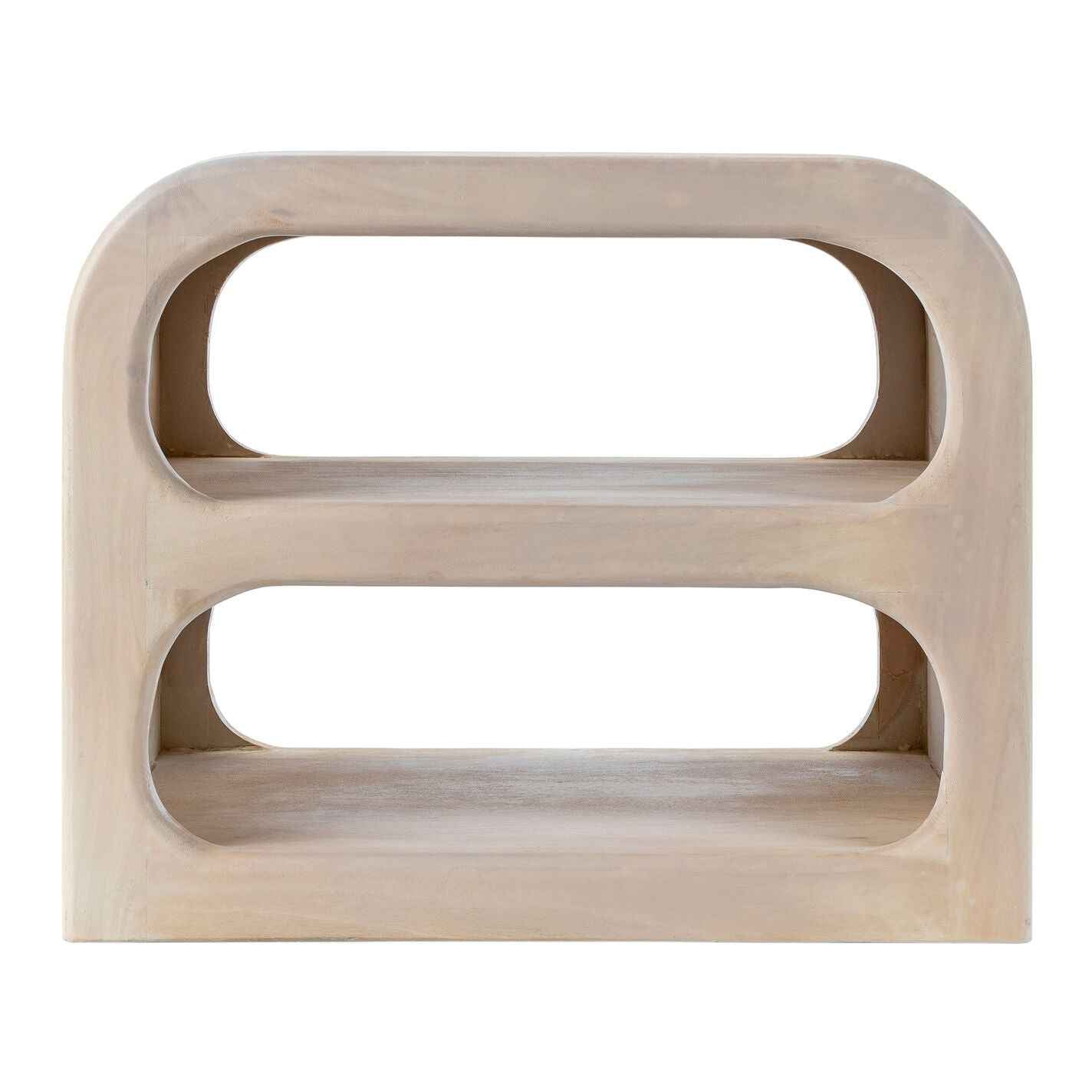 MAYER MANGO WOOD SIDE TABLE | 2 OPEN SHELVES | NATURAL