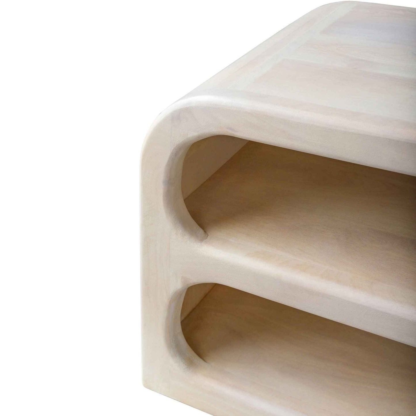 MAYER MANGO WOOD SIDE TABLE | 2 OPEN SHELVES | NATURAL