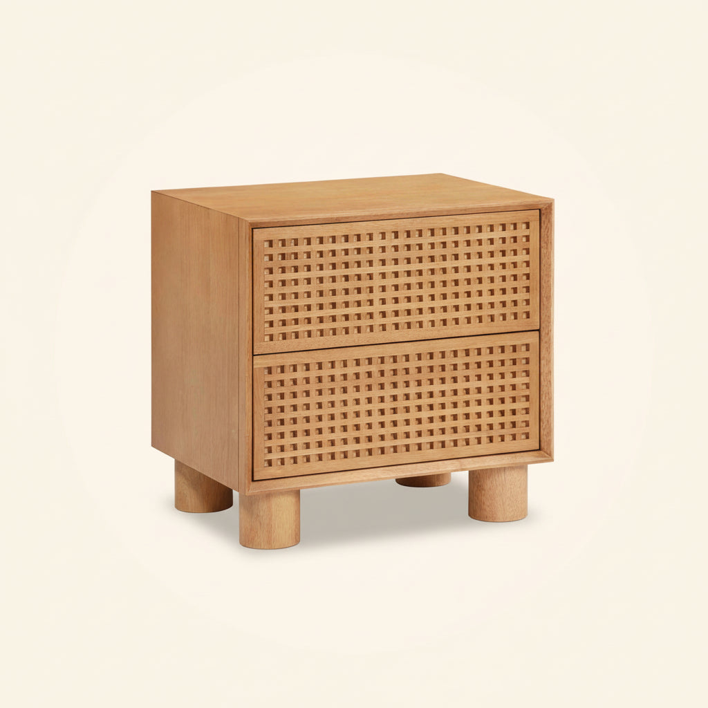 CELLA CROSSHATCH (BED)SIDE TABLE | 2-DRAWER | NATURAL - Hansa Handicraft