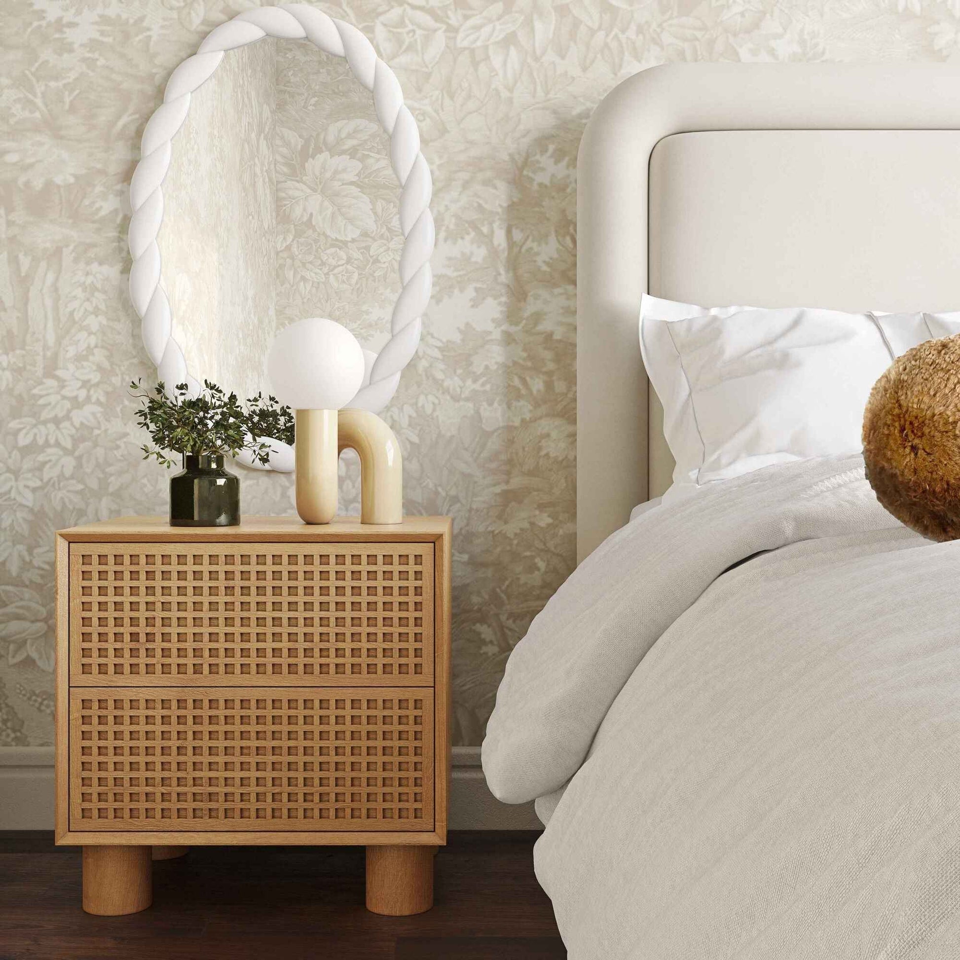 CELLA CROSSHATCH (BED)SIDE TABLE | 2-DRAWER | NATURAL