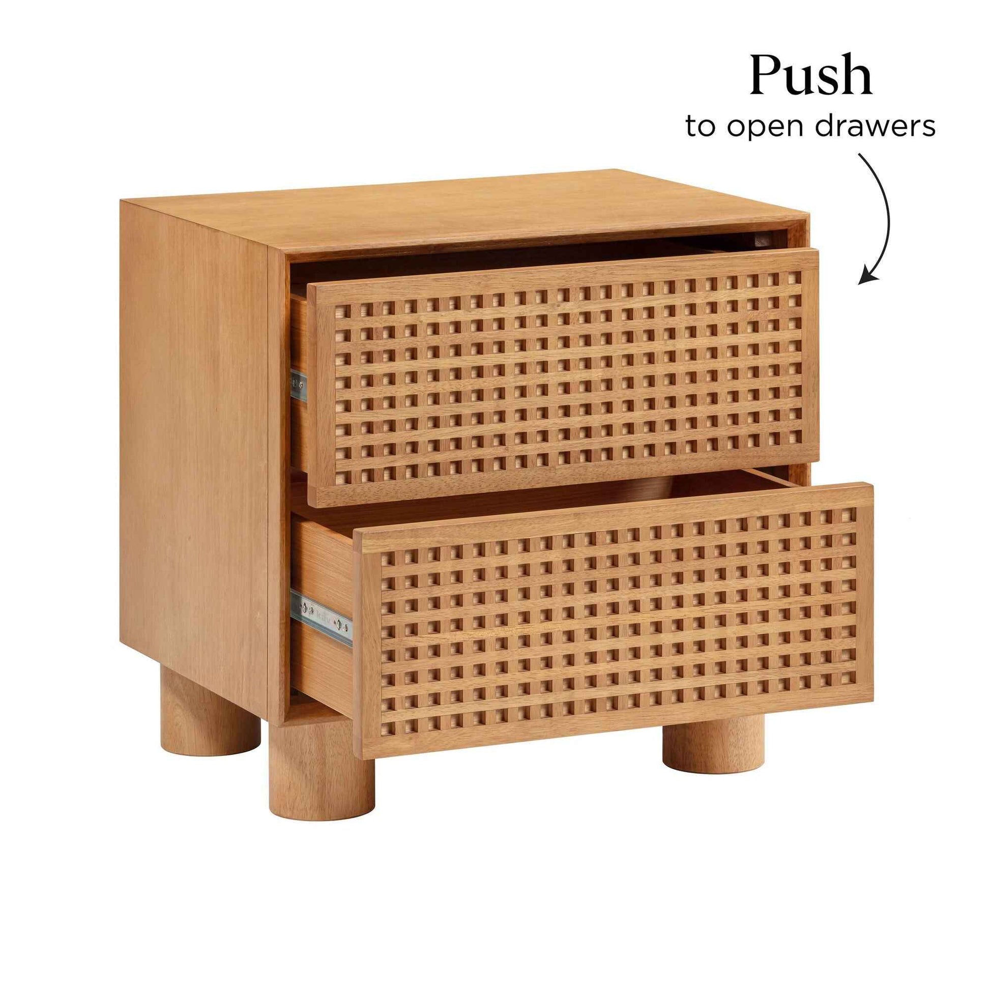 CELLA CROSSHATCH (BED)SIDE TABLE | 2-DRAWER | NATURAL