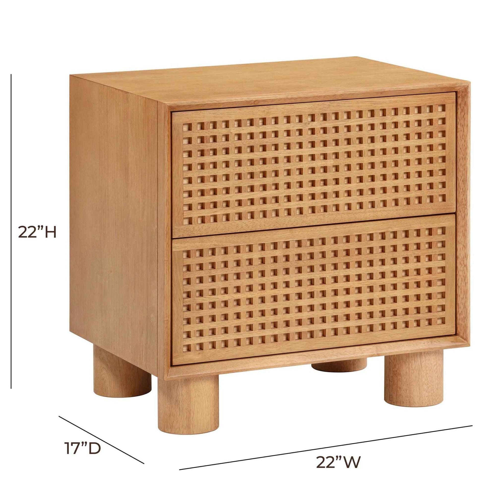 CELLA CROSSHATCH (BED)SIDE TABLE | 2-DRAWER | NATURAL