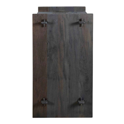 RAQUEL CARVED WOOD STORAGE CABINET | 2-DOOR | RECLAIMED ACACIA | DARK GRAY