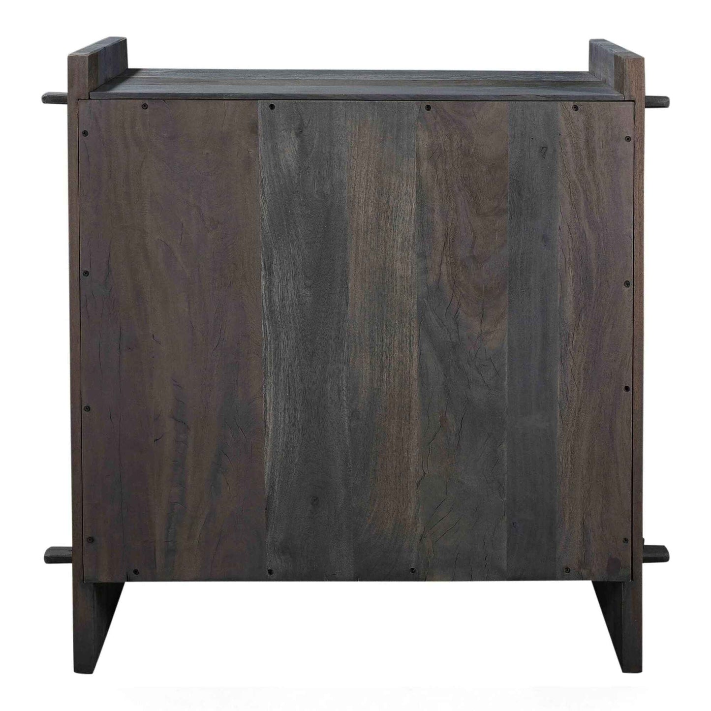 RAQUEL CARVED WOOD STORAGE CABINET | 2-DOOR | RECLAIMED ACACIA | DARK GRAY