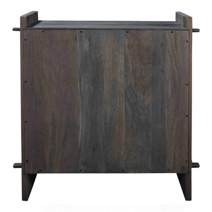 RAQUEL CARVED WOOD STORAGE CABINET | 2-DOOR | RECLAIMED ACACIA | DARK GRAY