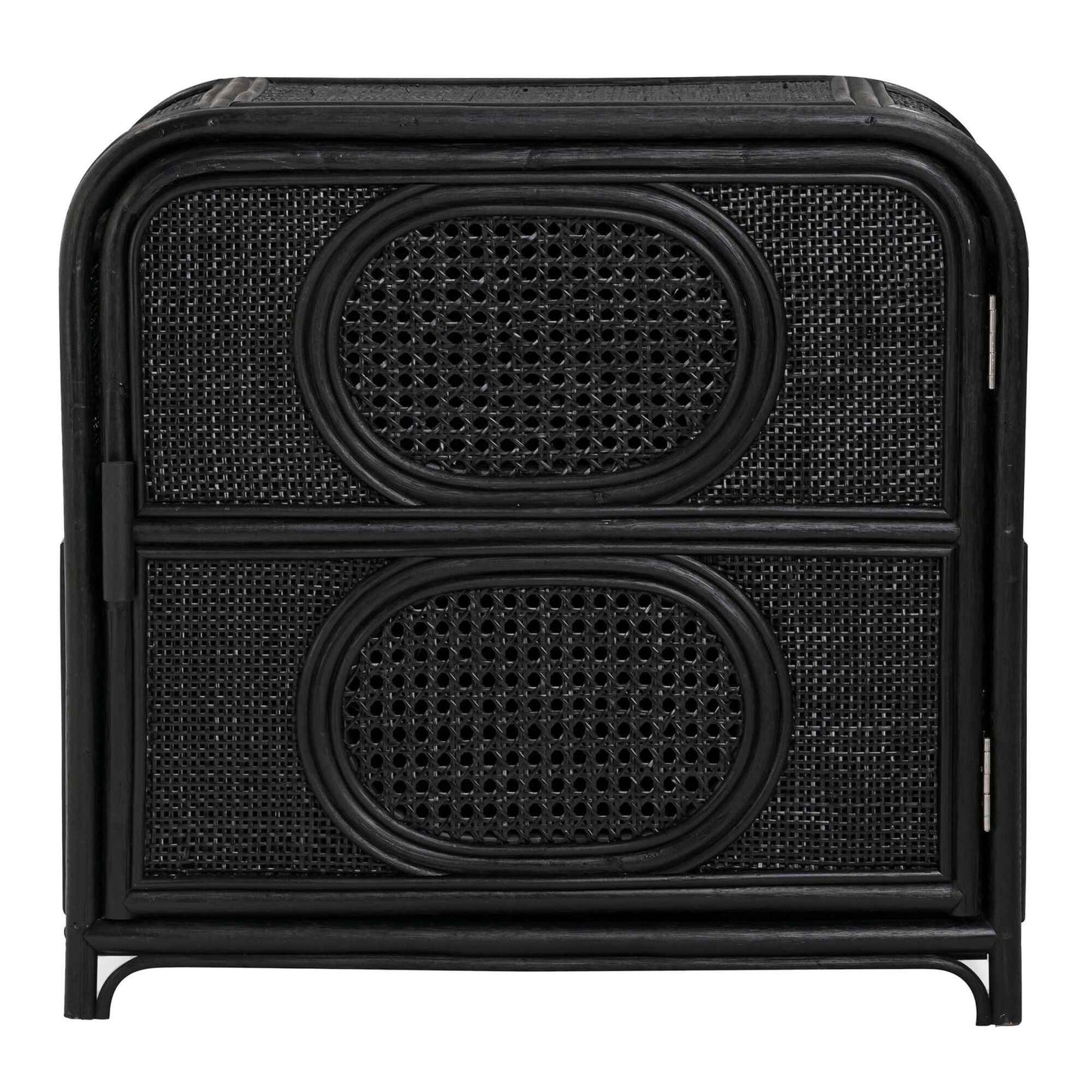 ELLA (BED)SIDE TABLE | RATTAN +CANE | 2-SHELF | BLACK