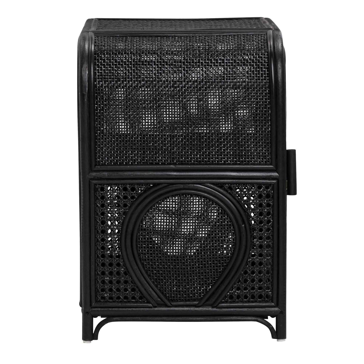 ELLA (BED)SIDE TABLE | RATTAN +CANE | 2-SHELF | BLACK