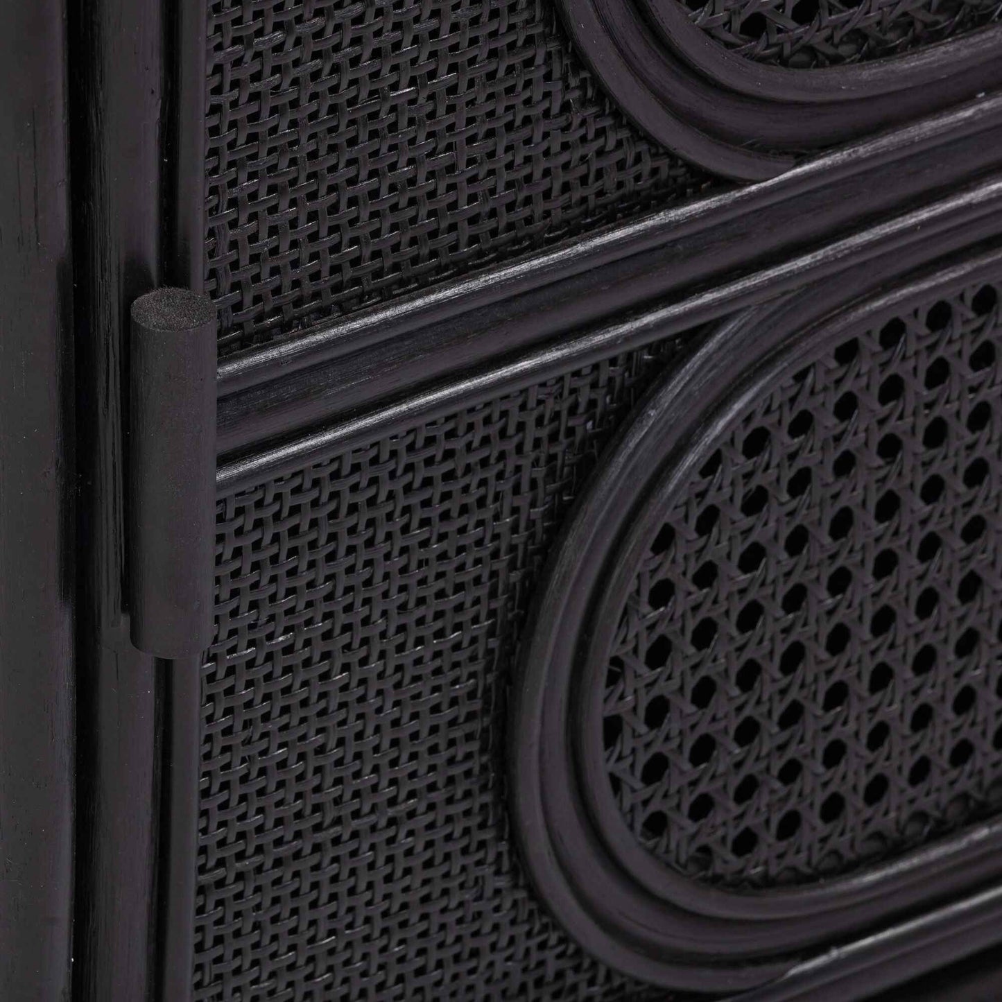 ELLA (BED)SIDE TABLE | RATTAN +CANE | 2-SHELF | BLACK