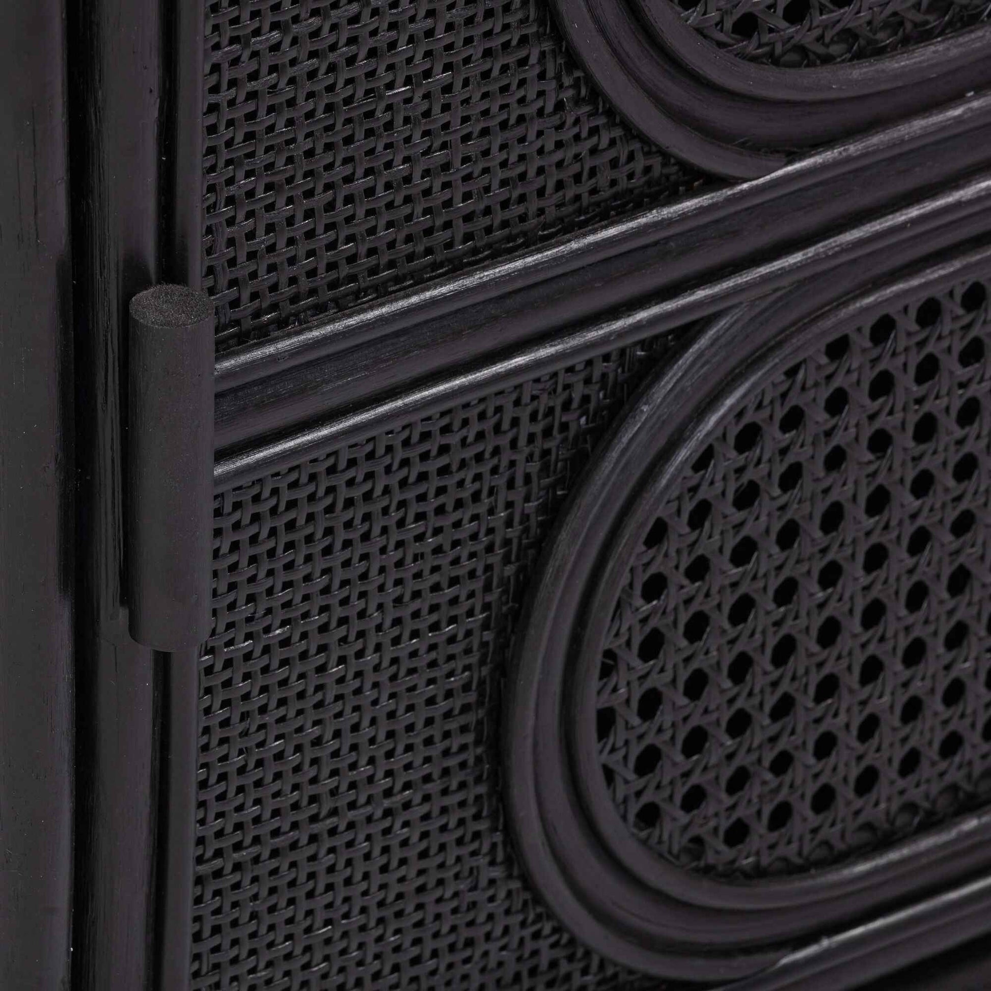 ELLA (BED)SIDE TABLE | RATTAN +CANE | 2-SHELF | BLACK