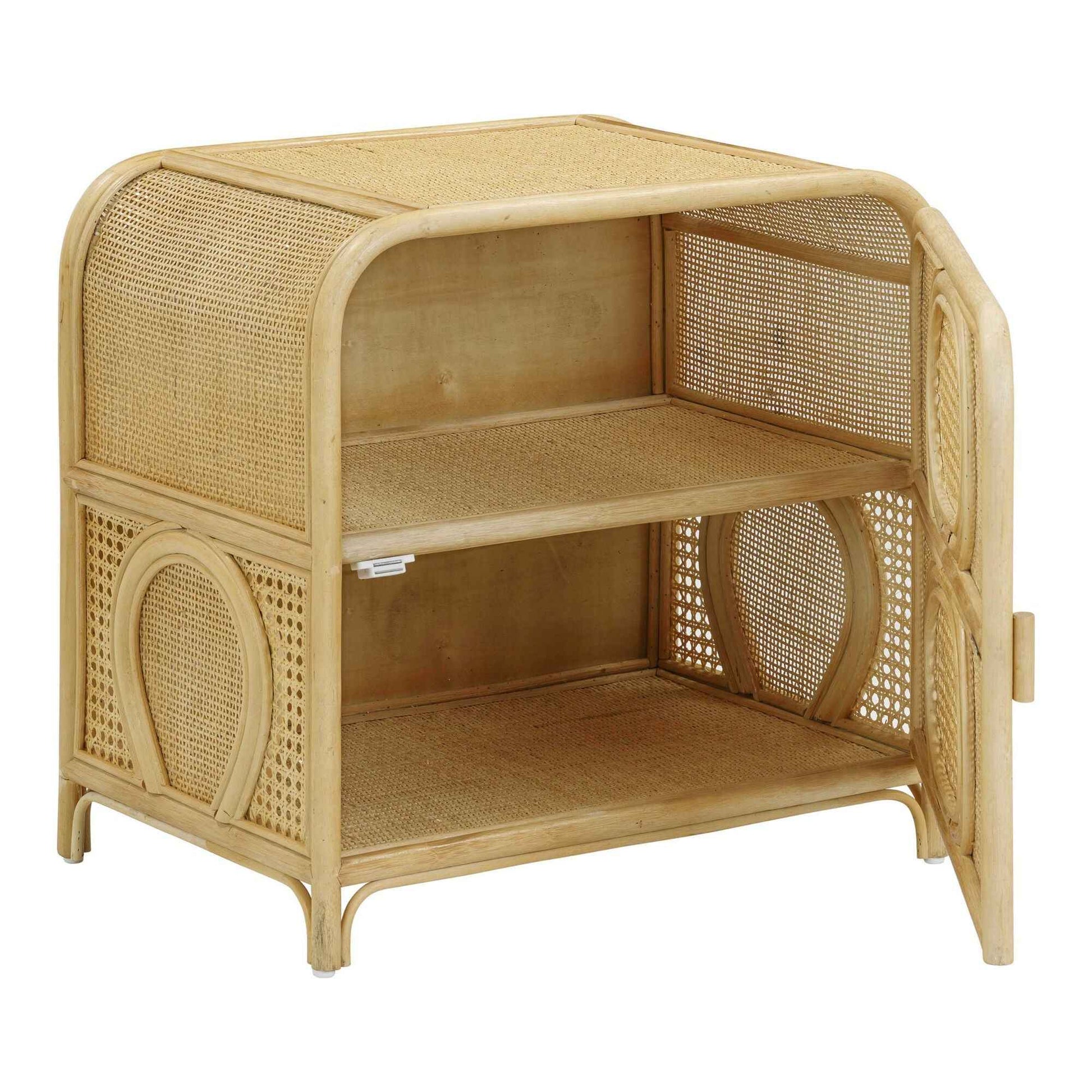 ELLA (BED)SIDE TABLE | RATTAN +CANE | 2-SHELF | NATURAL