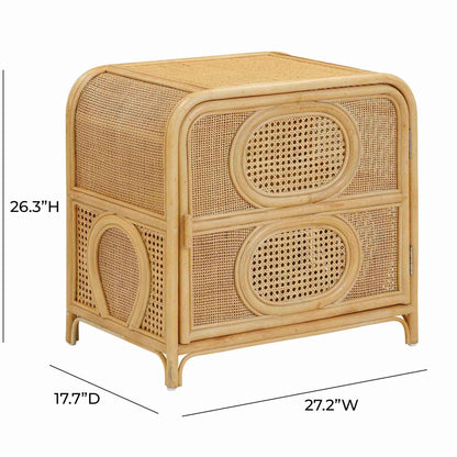 ELLA (BED)SIDE TABLE | RATTAN +CANE | 2-SHELF | NATURAL