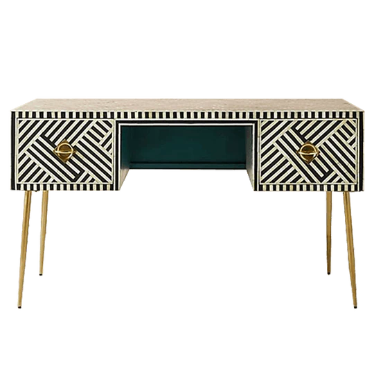 Bone Inlay Desk Geometrical Design Hansa Handicraft