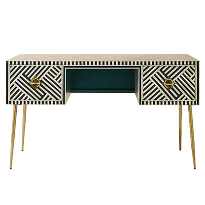 Bone Inlay Desk Geometrical Design Hansa Handicraft