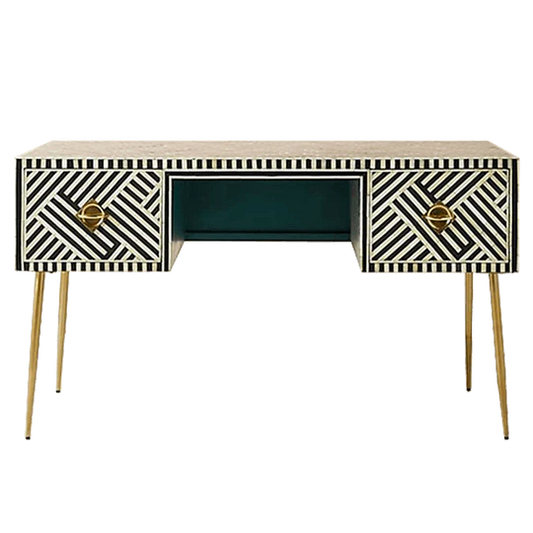 Bone Inlay Desk Geometrical Design Hansa Handicraft