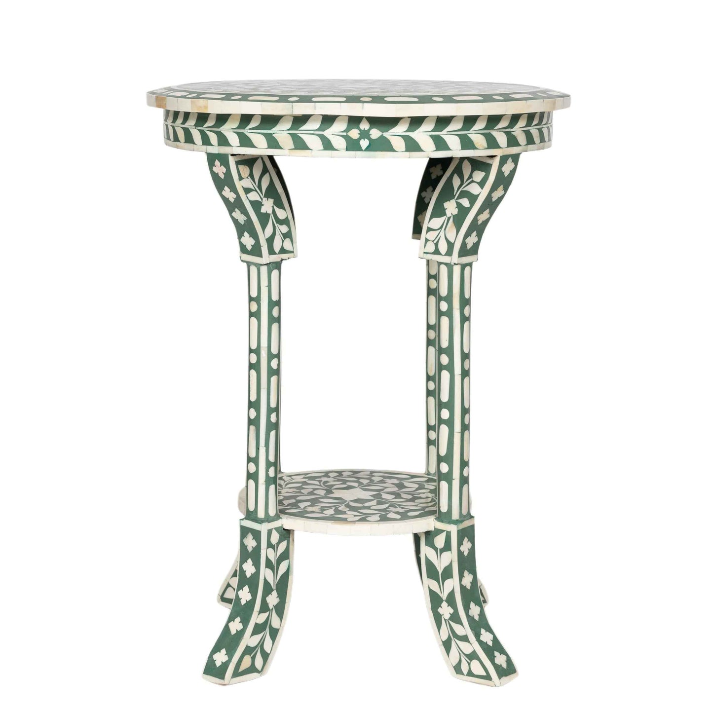 Dark Green Bone Inlay Side Table