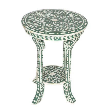 Dark Green Bone Inlay Side Table