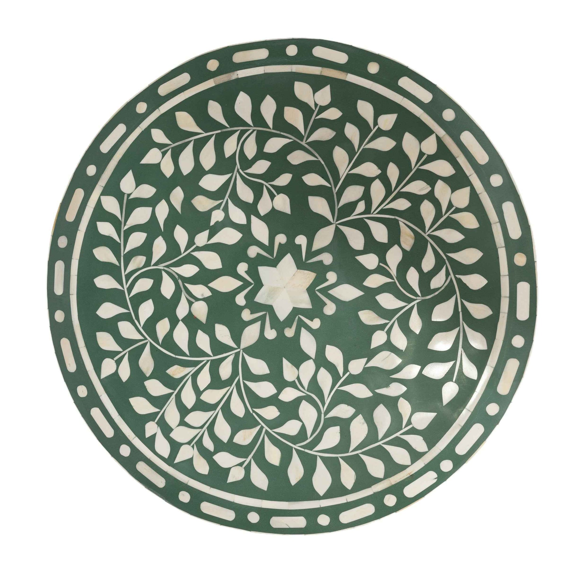 Dark Green Bone Inlay Side Table