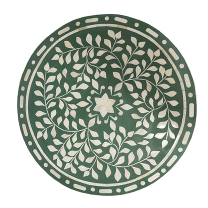 Dark Green Bone Inlay Side Table