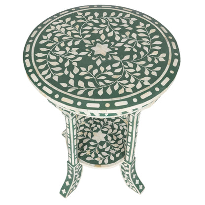 Dark Green Bone Inlay Side Table