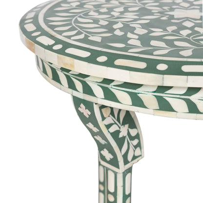 Dark Green Bone Inlay Side Table