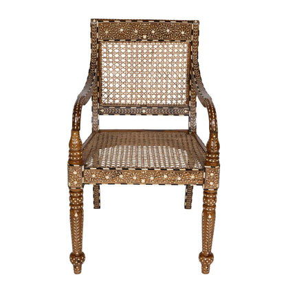 Teak Chair with Rattan & Bone Inlay