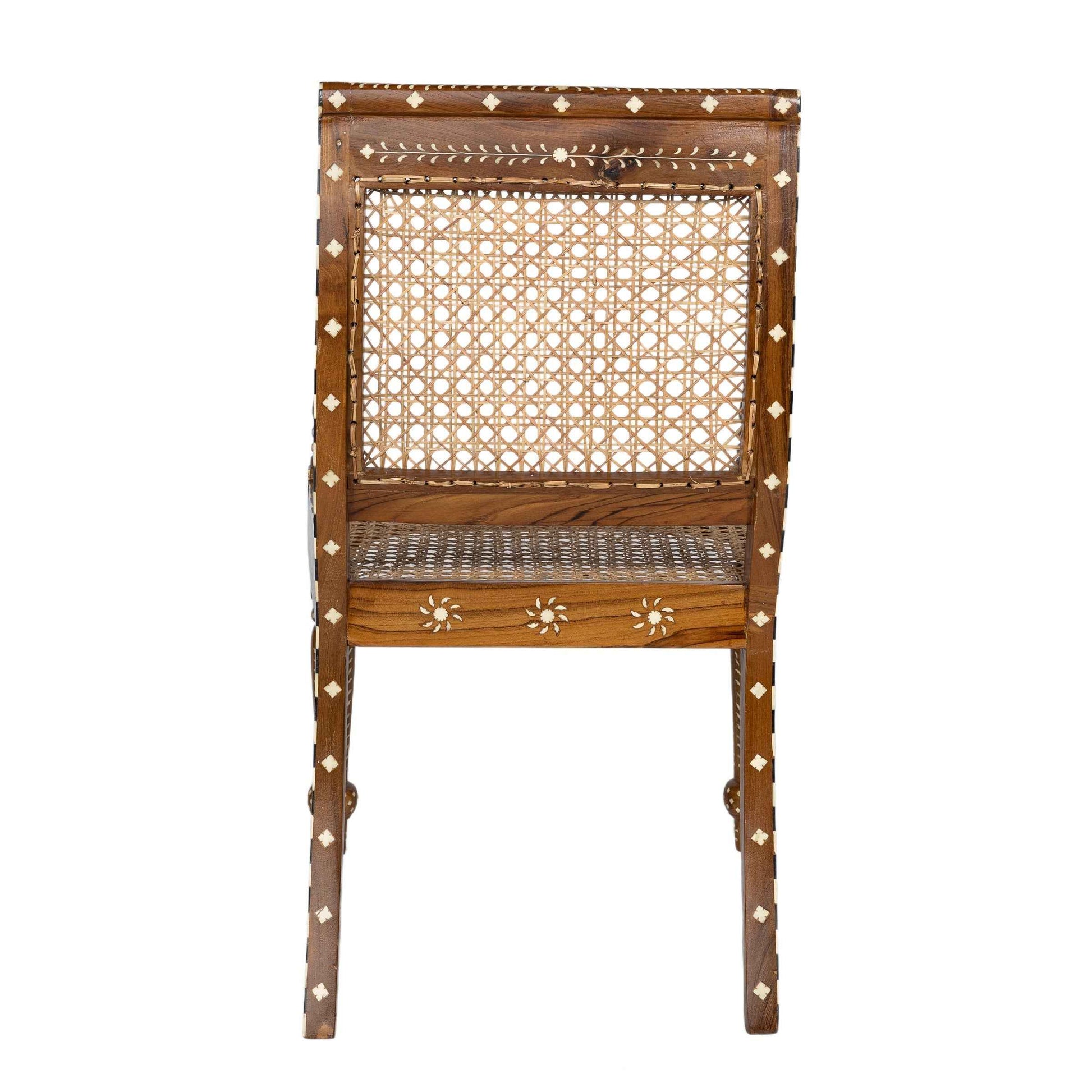 Teak Chair with Rattan & Bone Inlay