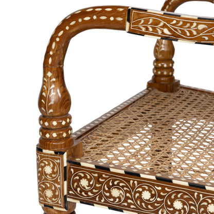 Teak Chair with Rattan & Bone Inlay