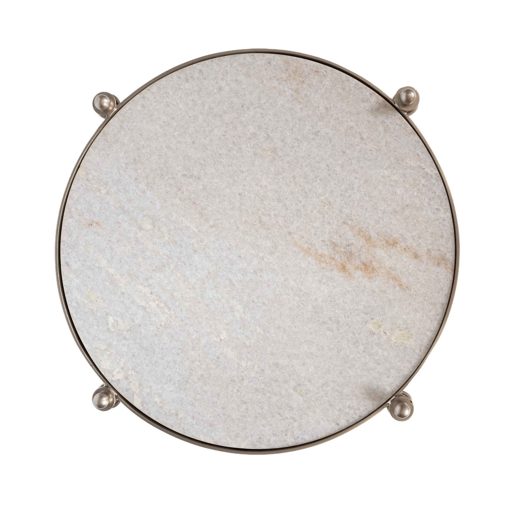 Brushed Silver & Marble Side Table