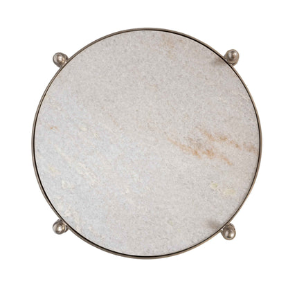 Brushed Silver & Marble Side Table