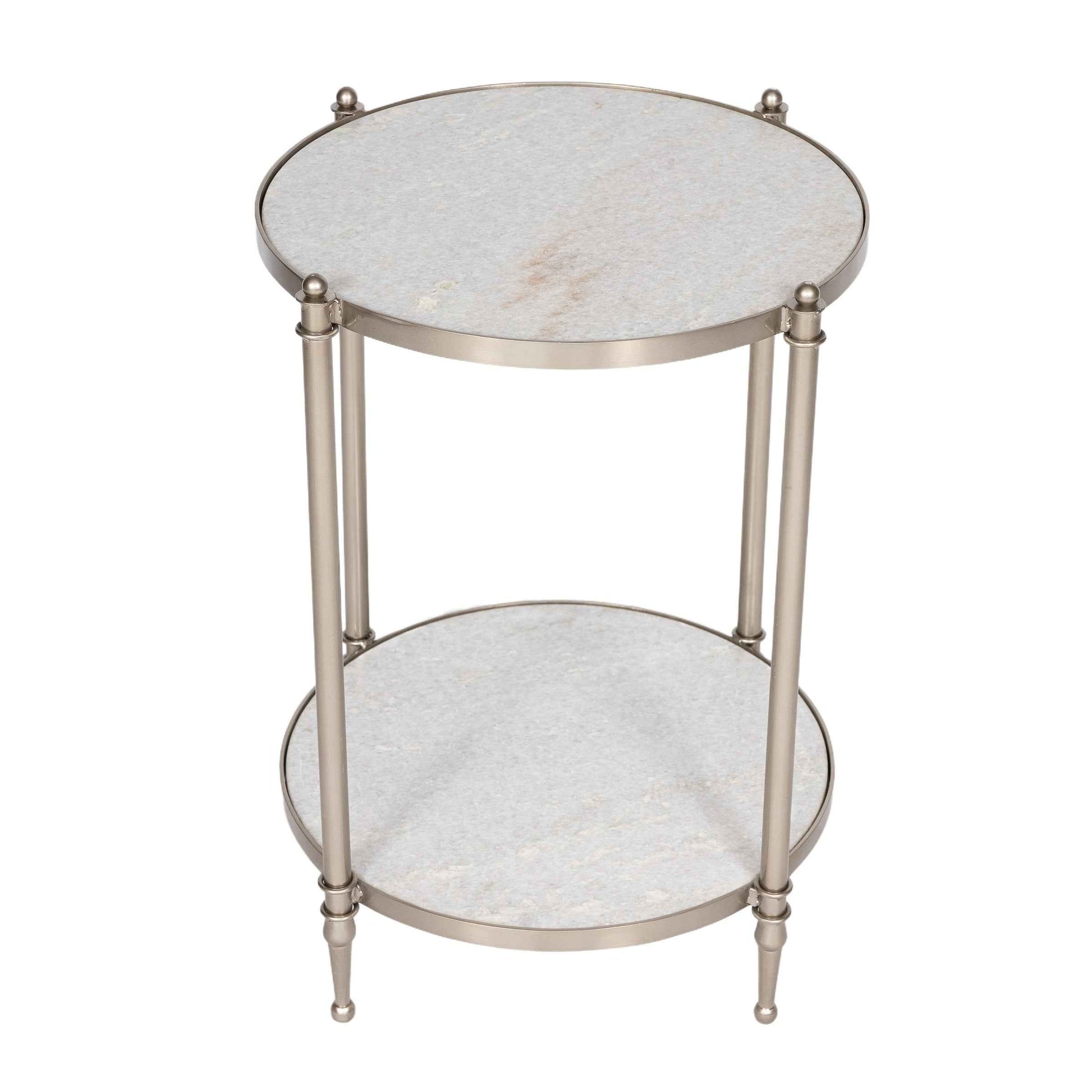Brushed Silver & Marble Side Table
