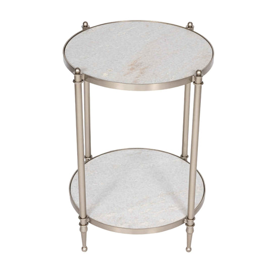 Brushed Silver & Marble Side Table