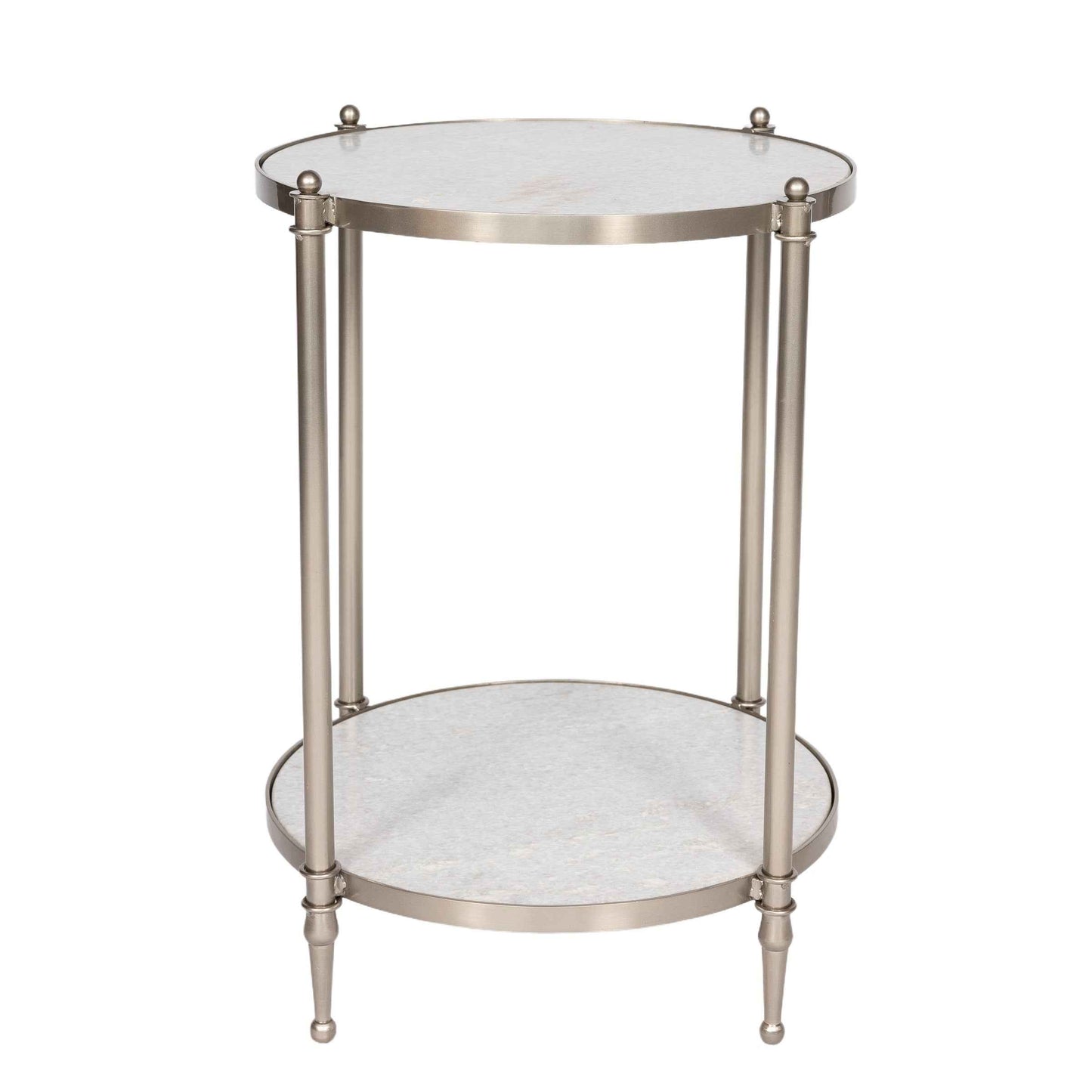 Brushed Silver & Marble Side Table