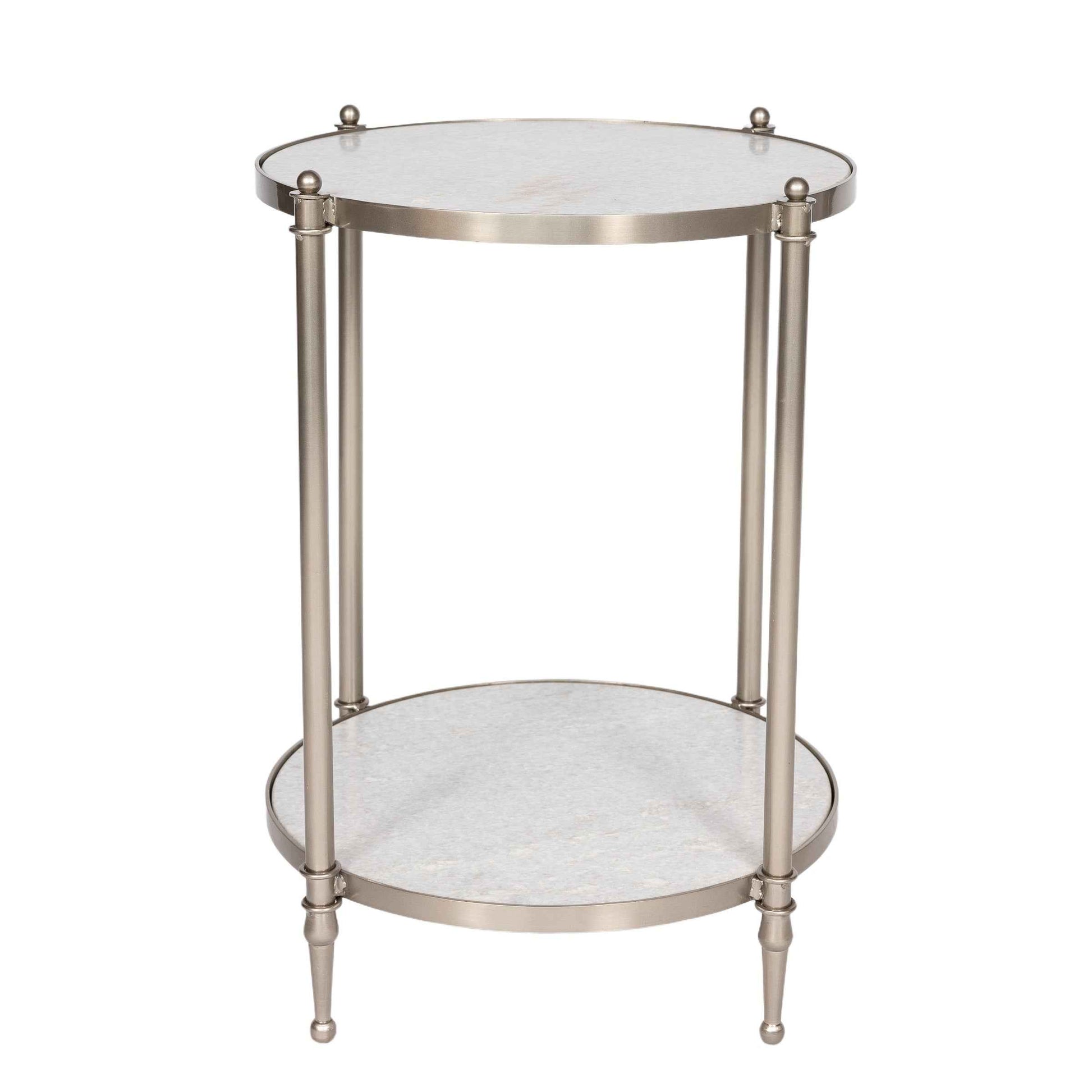 Brushed Silver & Marble Side Table