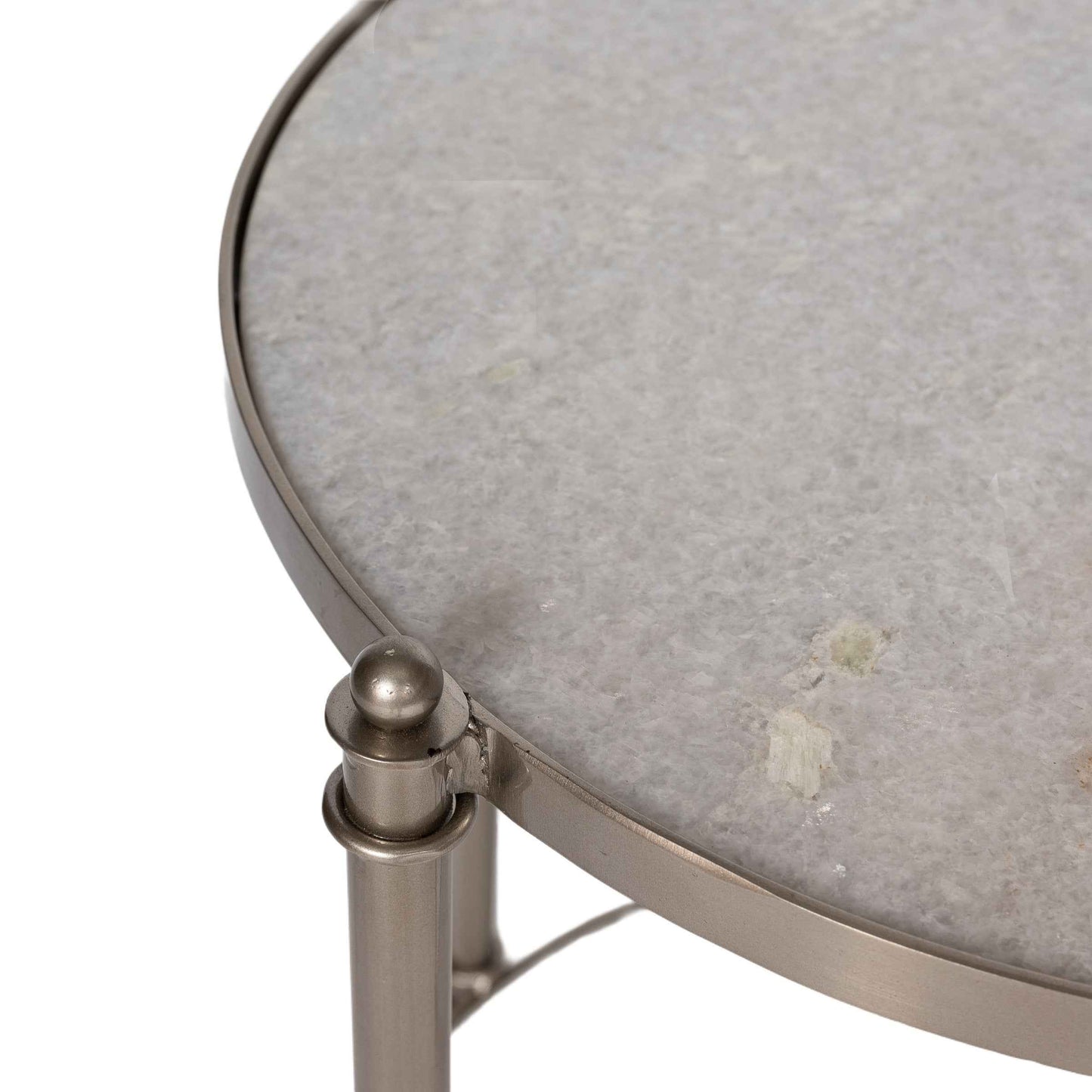 Brushed Silver & Marble Side Table