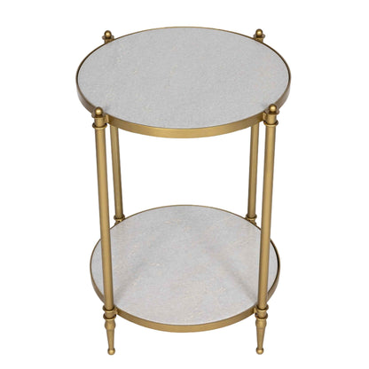 Brushed Gold & Marble Side Table