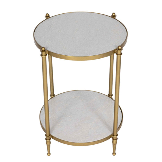 Brushed Gold & Marble Side Table
