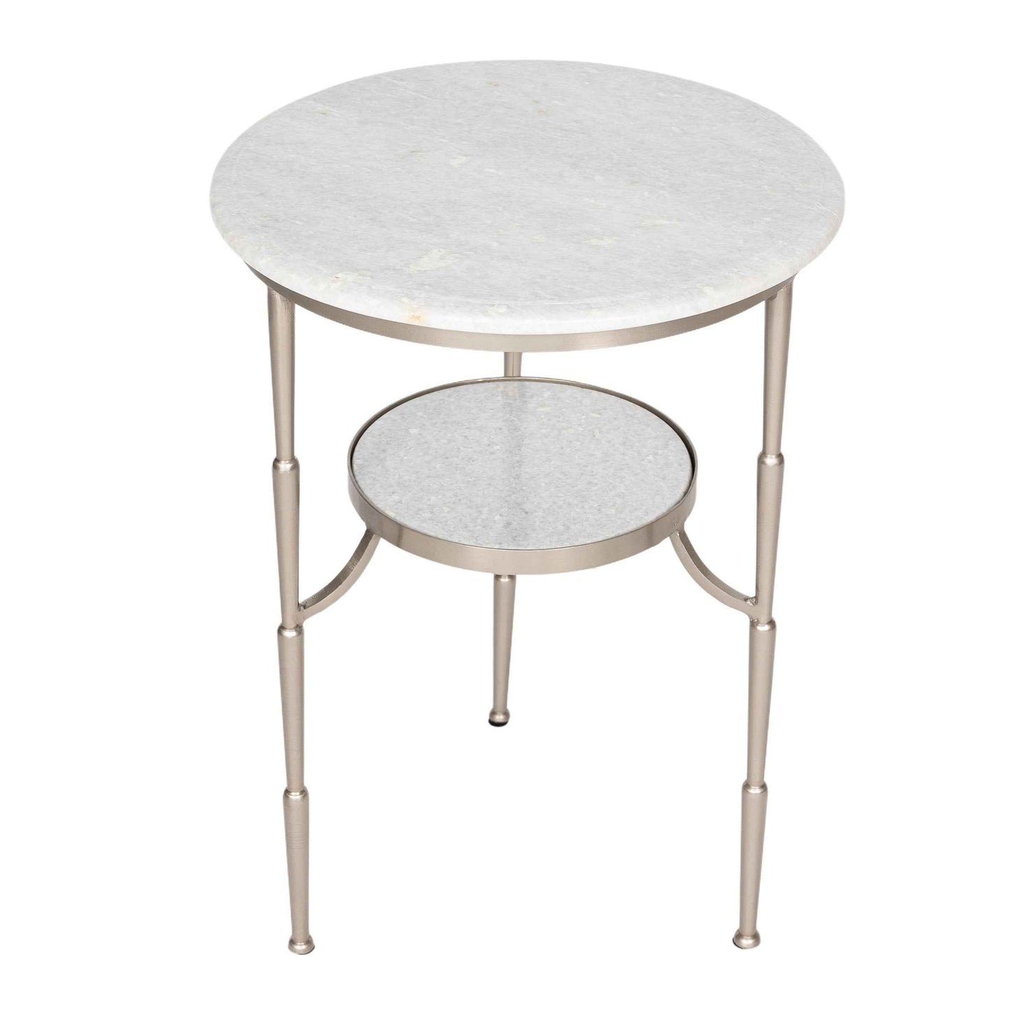 Silver And Marble Accent Table