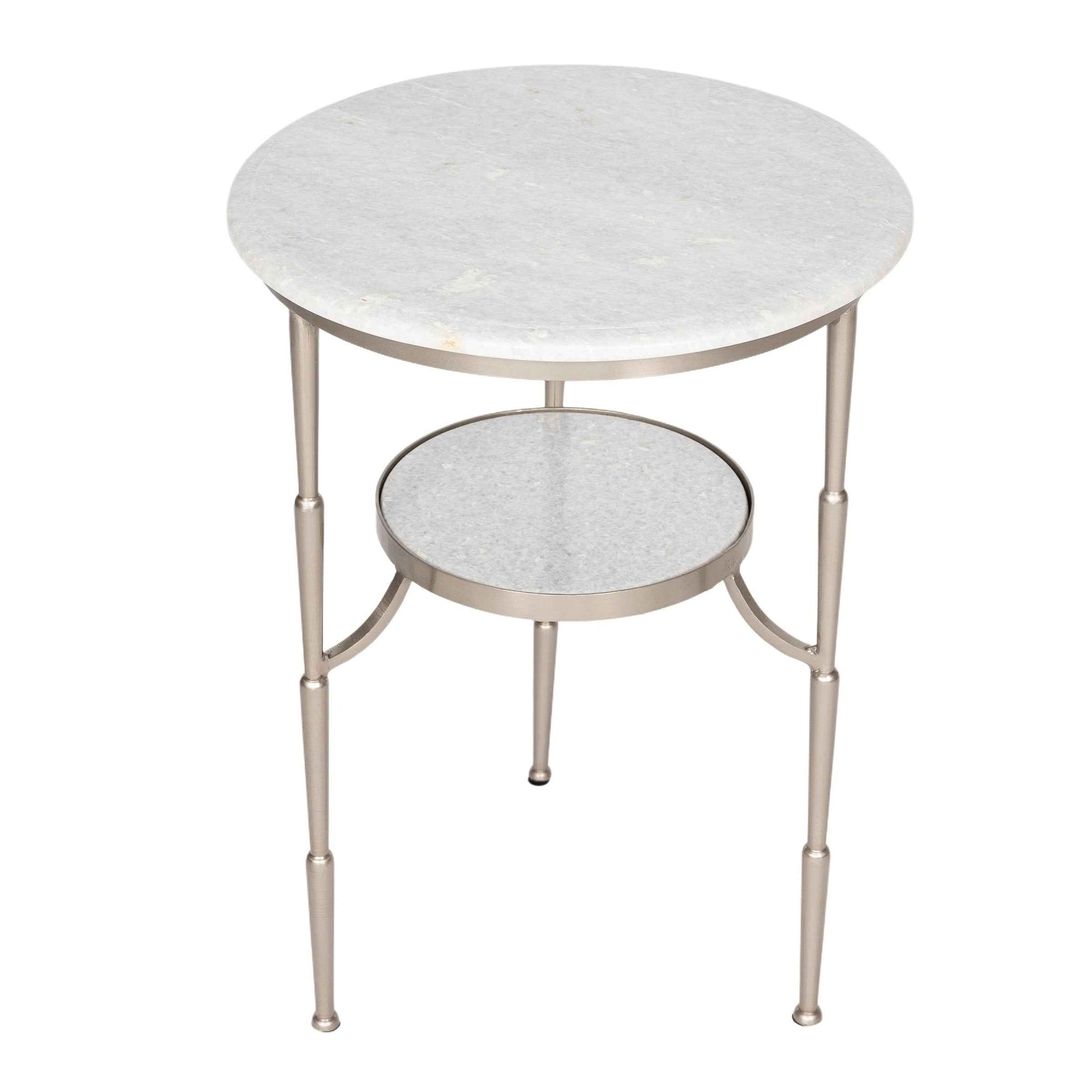 Silver And Marble Accent Table