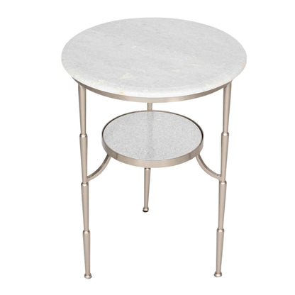 Silver And Marble Accent Table