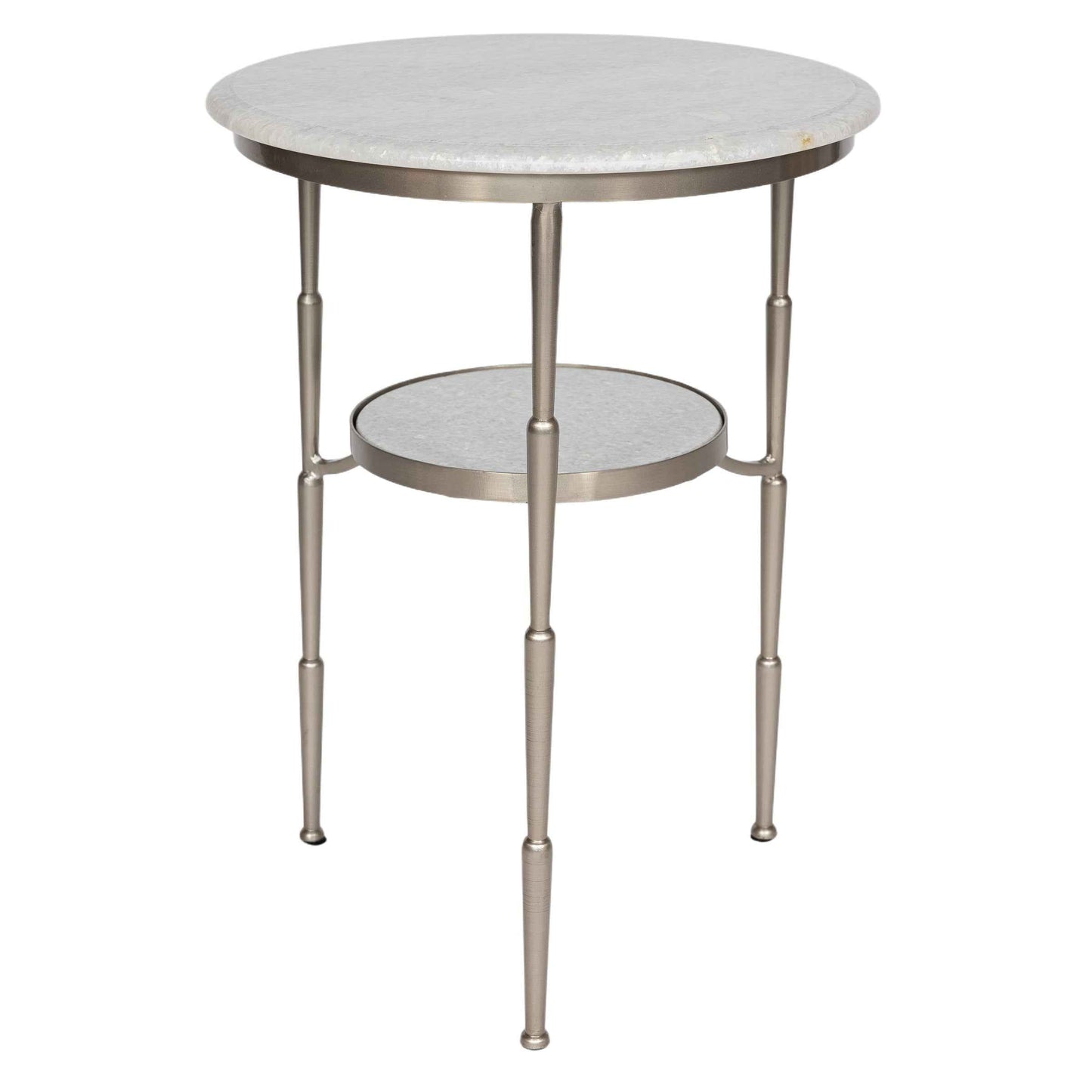 Silver And Marble Accent Table