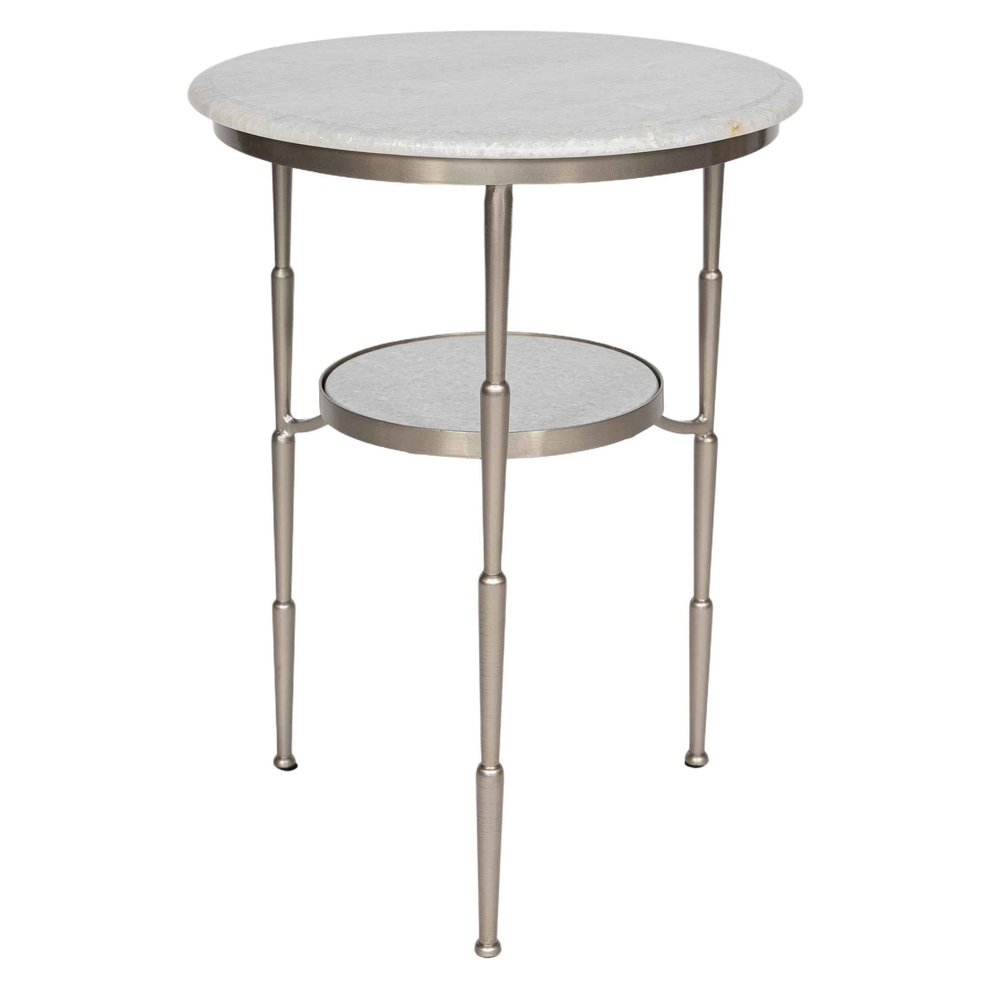 Silver And Marble Accent Table