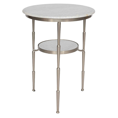 Silver And Marble Accent Table