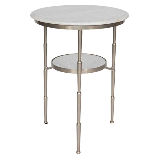 Silver And Marble Accent Table