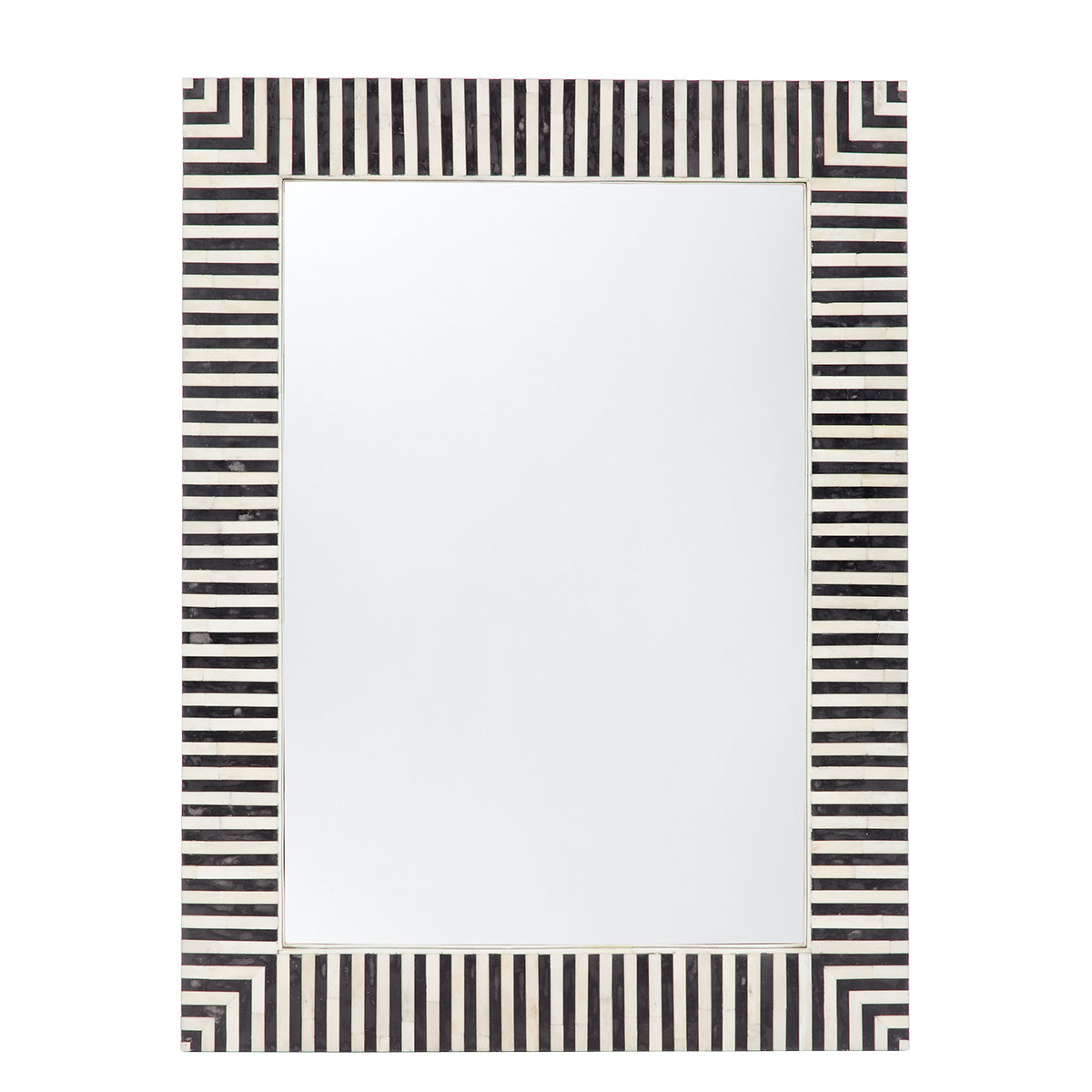 Bone Inlay Mirror Frame Handmade Decor Strip Design Wood Frame Entryway, Hallway, Living Room, Closet Mirror