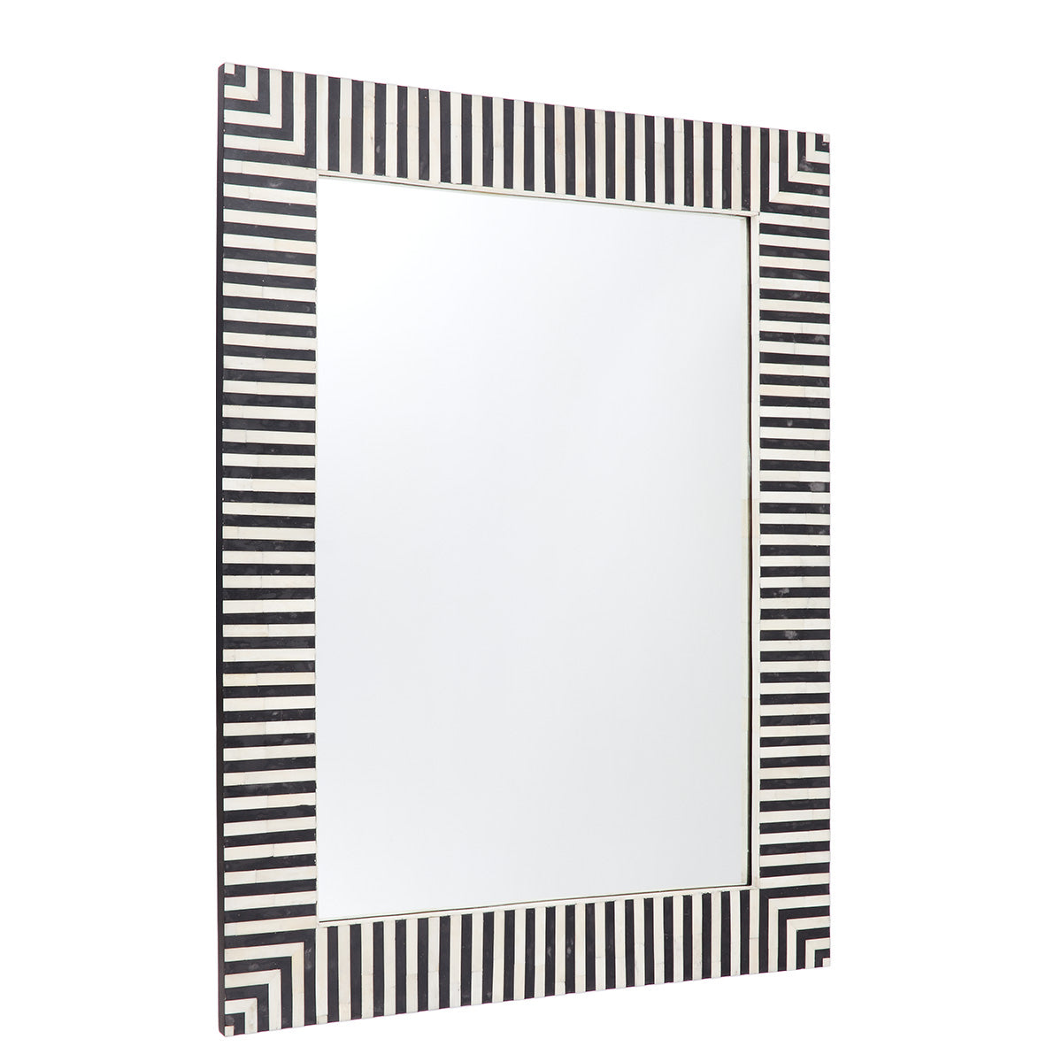 Bone Inlay Mirror Frame Handmade Decor Strip Design Wood Frame Entryway, Hallway, Living Room, Closet Mirror