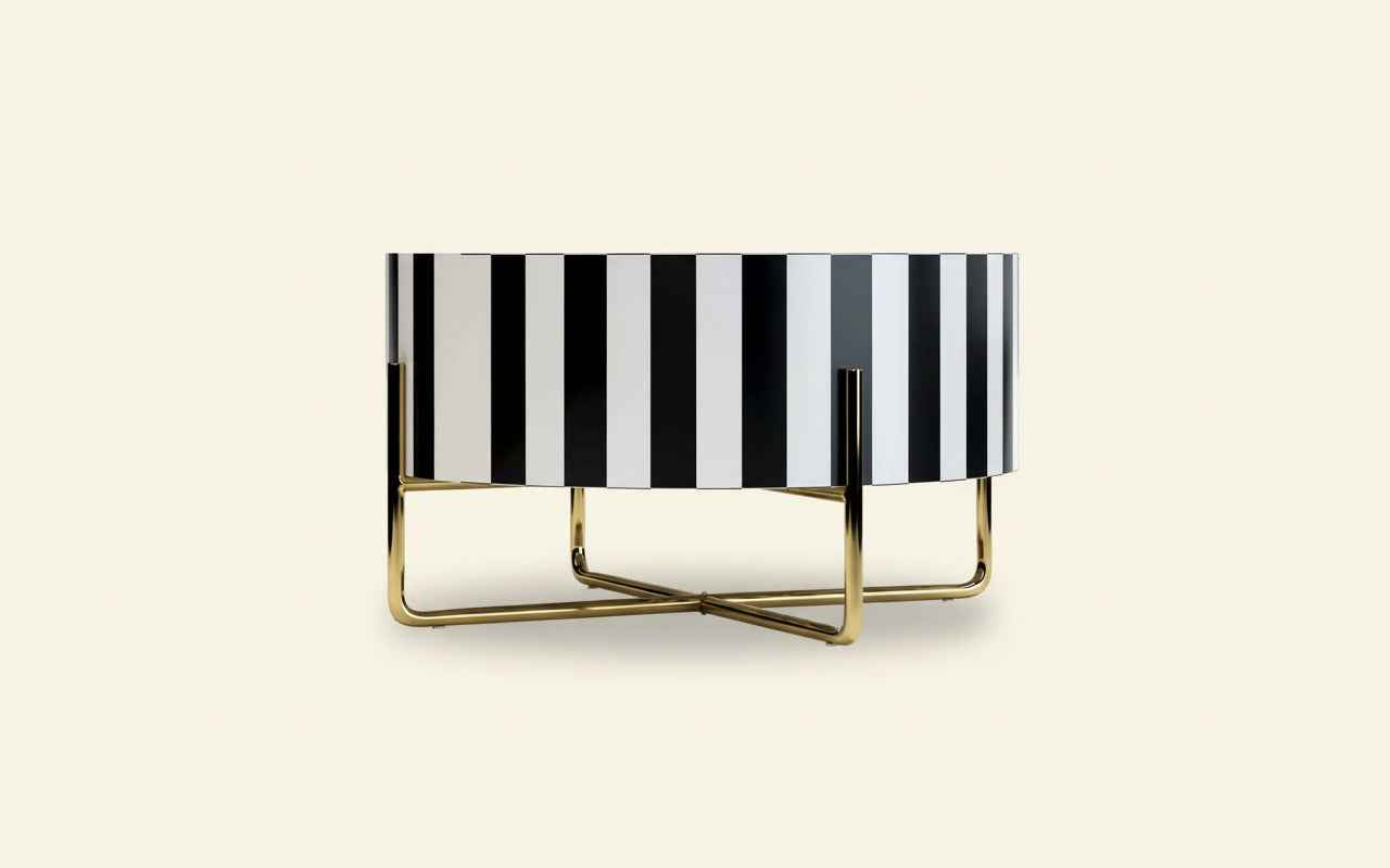 Bone Inlay Coffee Table Handcrafted Center Table with Floral Pattern Decorative Accent Furniture for Living Room, Lounge & Home Interiors