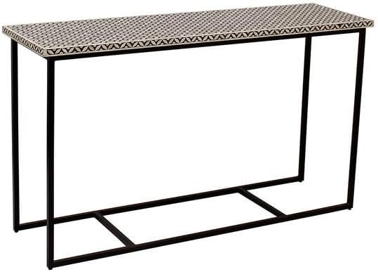 Bone Inlay Console Table Handcrafted Solid Wood Entryway Table with Intricate Floral Design for Hallway, Living Room, or Bedroom Décor